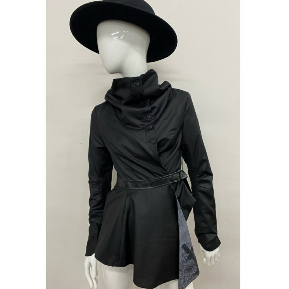 Dolls Kill - Widow Assymetrical Cowl Neck Lace Blazer Jacket Black Large Nwt - Picture 3 of 3
